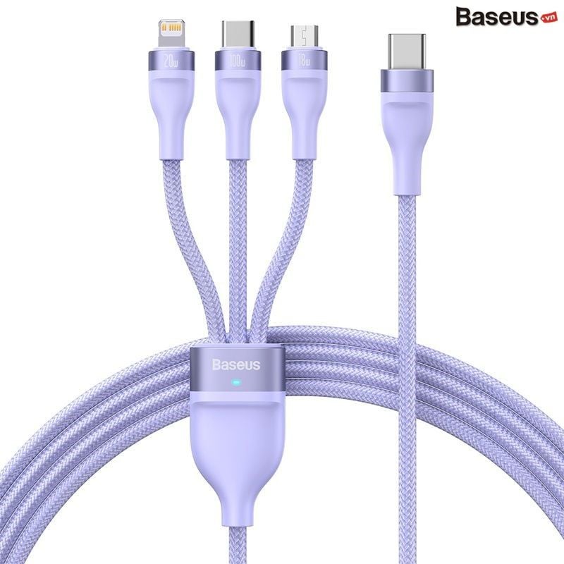 Cáp Sạc Nhanh Đa Năng 3 in 1 Baseus Flash Series Ⅱ One-for-three Fast Charging Cable Type-C to M+L+C 100W 1.5M