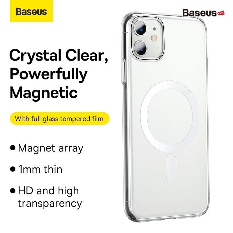 Ốp Lưng Nhựa Cứng Sạc Không Dây Magsafe Từ Tính Baseus Crystal Magnetic Phone Case Cho IPhone 11