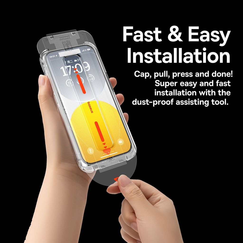 Kính cường lực Baseus Schott iPhone 15 – Full viền HD, lọc bụi, kèm bộ dán & vệ sinh, 1 miếng