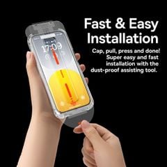Kính cường lực Baseus Schott iPhone 15 – Full viền HD, lọc bụi, kèm bộ dán & vệ sinh, 1 miếng