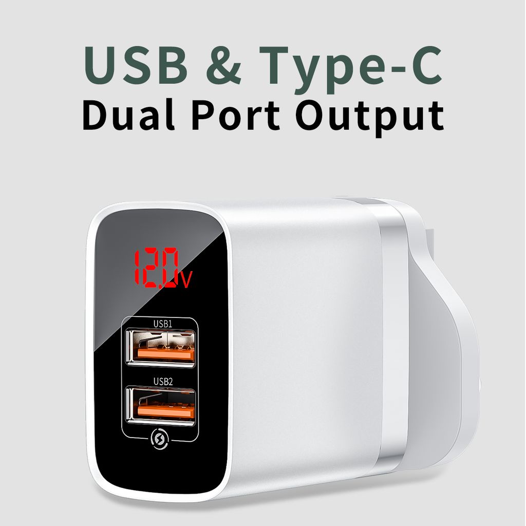 Bộ sạc nhanh PD3.0/QC 3.0 Baseus Mirror Lake PPS Digital Display Quick Charger (18W, 2 Ports,FCP/AFC/PPS/PD/QC 3.0 Full Quick Charge Protocol)