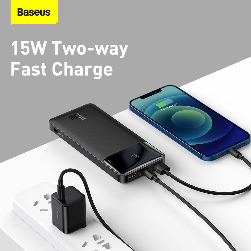 Pin sạc dự phòng Baseus Bipow Digital Display Power Bank (15W/20W, USB*2+Type C, LED Display, 2 Way Fast charge, 2023 New upgrade Edition)