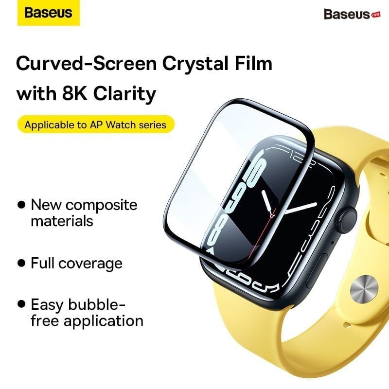Kính Cường Lực Full Viền Chống Trầy Cho Apple Watch Full-coverage Curved-screen Crystal  Series 4/5/6/7/SE Ultra 40/41/44/45/49mm