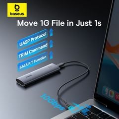 Box Đựng Ổ Cứng Di Động SSD M.2 Baseus FlyJoy Series SSD Enclosure Type C 3.2 Gen2 (New Upgrade Version, M.2 NVMe 2280, 2260, 2242, 2230)