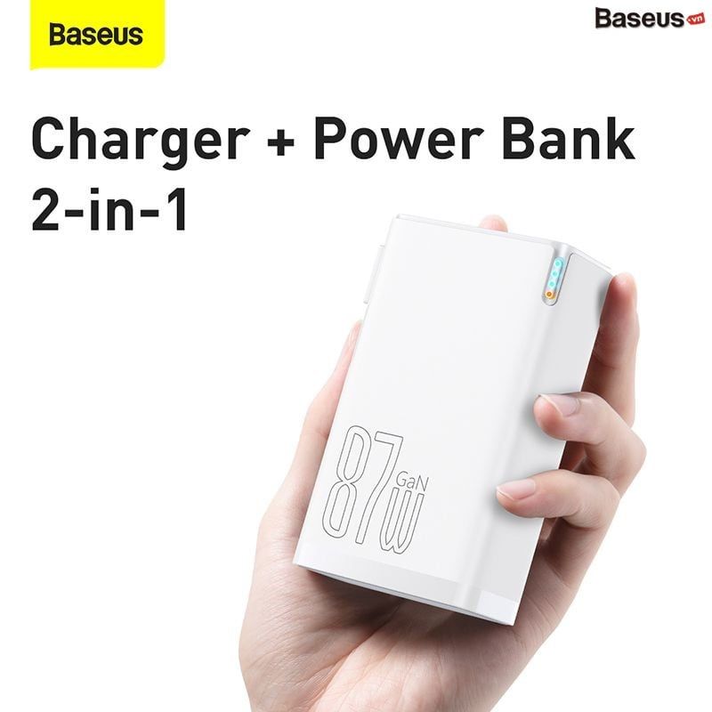 Cốc Sạc Siêu Nhanh Kiêm Pin Dự Phòng Baseus Power Station 4 Hybrid GaN Power Bank Adaptor 10000mAh 87W