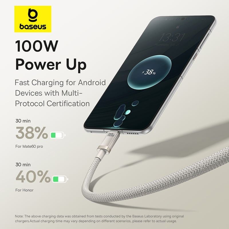 Cáp Sạc Nhanh USB to C Baseus Titanium Alloy 100W (480Mbps)