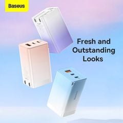 Sạc nhanh Baseus GaN5 Pro 65W – 2 cổng Type-C + 1 USB, hỗ trợ PD3.0, PPS, QC4.0, SCP, FCP, công nghệ GaN nâng cấp mới