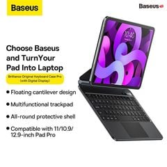 Bàn phím nam châm Baseus Brilliance – Kèm bao da, LED hiển thị, cho iPad Pro 11/12.9