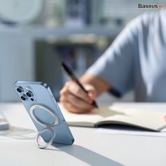 Giá đỡ MagSafe Baseus Halo Series – Vòng kim loại gập, hút nam châm, dùng cho iPhone 12/13 và phụ kiện Apple