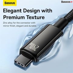 Cáp sạc nhanh Baseus Tungsten Gold 240W – Type-C to Type-C, PD 5A, cho MacBook, Samsung S23, Xiaomi, iPad, Huawei
