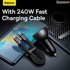 Tẩu Sạc Nhanh Dùng Trên Ô Tô Baseus Digital Display PD3.1 Dual Fast Charger Car Charger U+C 140W Kèm Cáp C to C 240W