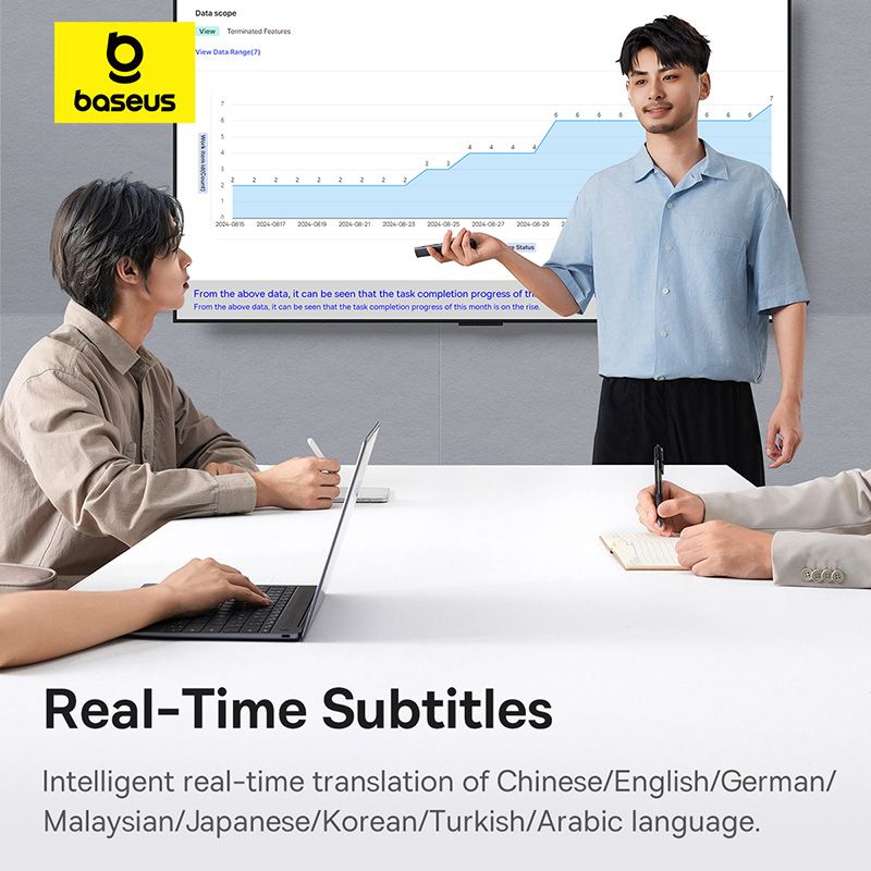 Bút trình chiếu Baseus Orange Dot AI Voice – Dual-laser, giọng nói thành văn bản, kết nối 2.4G/Bluetooth, phạm vi chiếu 100m