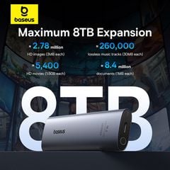 Box Đựng Ổ Cứng Di Động SSD M.2 Baseus FlyJoy Series SSD Enclosure Type C 3.2 Gen2 (New Upgrade Version, M.2 NVMe 2280, 2260, 2242, 2230)