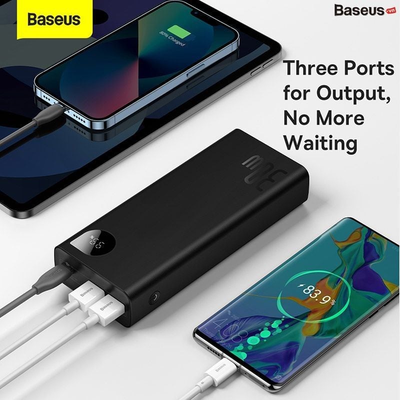 Pin Dự Phòng Sạc Nhanh Baseus Adaman Metal Digital Display 20000mAh 30W (Kèm Cáp C to C 60W/50cm, PD/QC Quick Charge Power Bank)