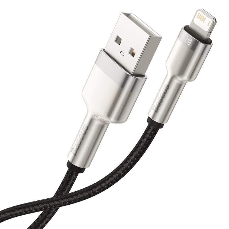 Cáp sạc nhanh, siêu bền Baseus Cafule Metal Series Lightning dùng cho iPhone/iPad (2.4A, USB A to Lightning Fast charge Cable)