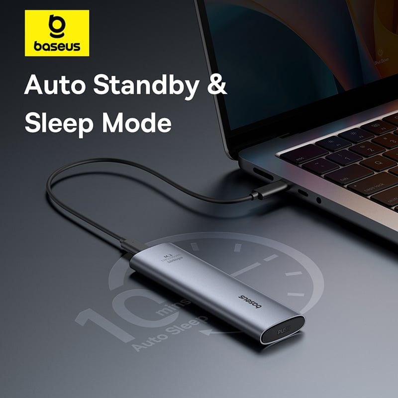 Box Đựng Ổ Cứng Di Động SSD M.2 Baseus FlyJoy Series SSD Enclosure Type C 3.2 Gen2 (New Upgrade Version, M.2 NVMe 2280, 2260, 2242, 2230)