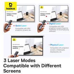 Bút trình chiếu Baseus Orange Dot AI Voice – Dual-laser, giọng nói thành văn bản, kết nối 2.4G/Bluetooth, phạm vi chiếu 100m