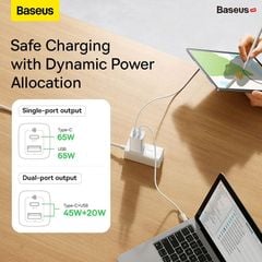 Cốc Sạc Nhanh Baseus GaN2 Lite Quick Charger 65W (Super Vooc, PD3.0/PPS/QC4.0/SCP/FCP Multi Quick Charge Protocol, New Upgrade Technology)