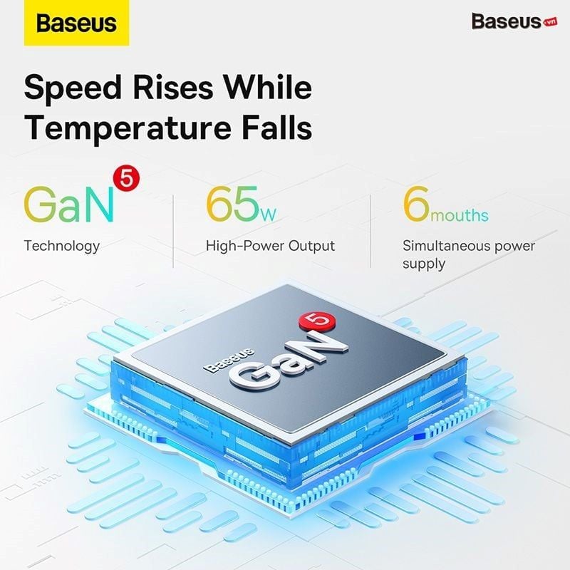 Bộ Sạc Nhanh Tích Hợp Dây Nguồn Nối Dài Baseus Power Combo Digital PowerStrip 65W (3AC + 1USB + 1Type C + Retractable Type C)