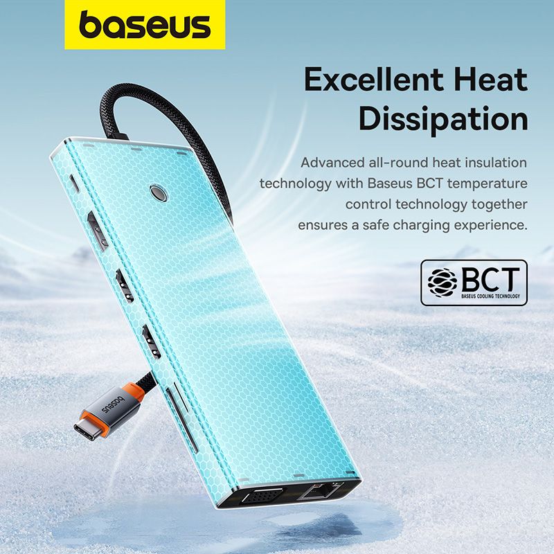 Hub Mở Rộng Kết Nối Đa Năng 13-in-1 Baseus PortalJoy Series (Type-C to HDMI 4K@60Hz*2+DP 4K@60Hz*1+VGA 1080P@60Hz*1+USB3.1*2+Type-C3.1*1+USB2.0*1+PD*1+RJ45*1+SD/TF*1+3.5mm*1)