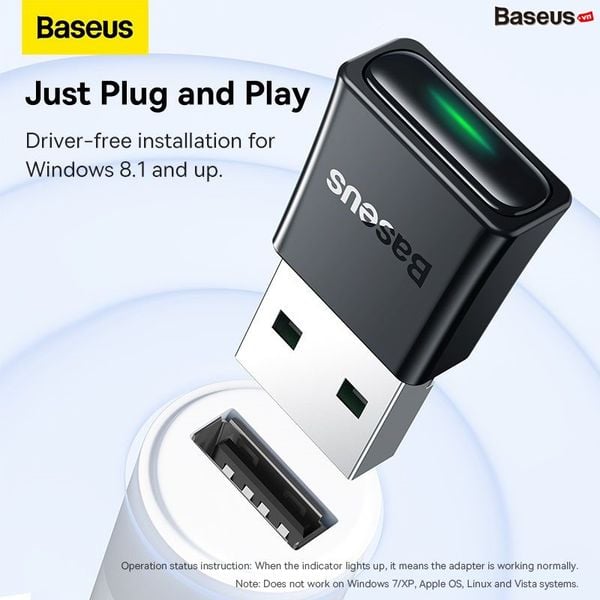 USB Bluetooth Tốc Độ Cao Baseus BA07 Bluetooth Receiver (Bluetooth CSR 5.3, 20m, Wireless Audio Transmission Adapter For PC/Laptop/Smartphone/Tablet)