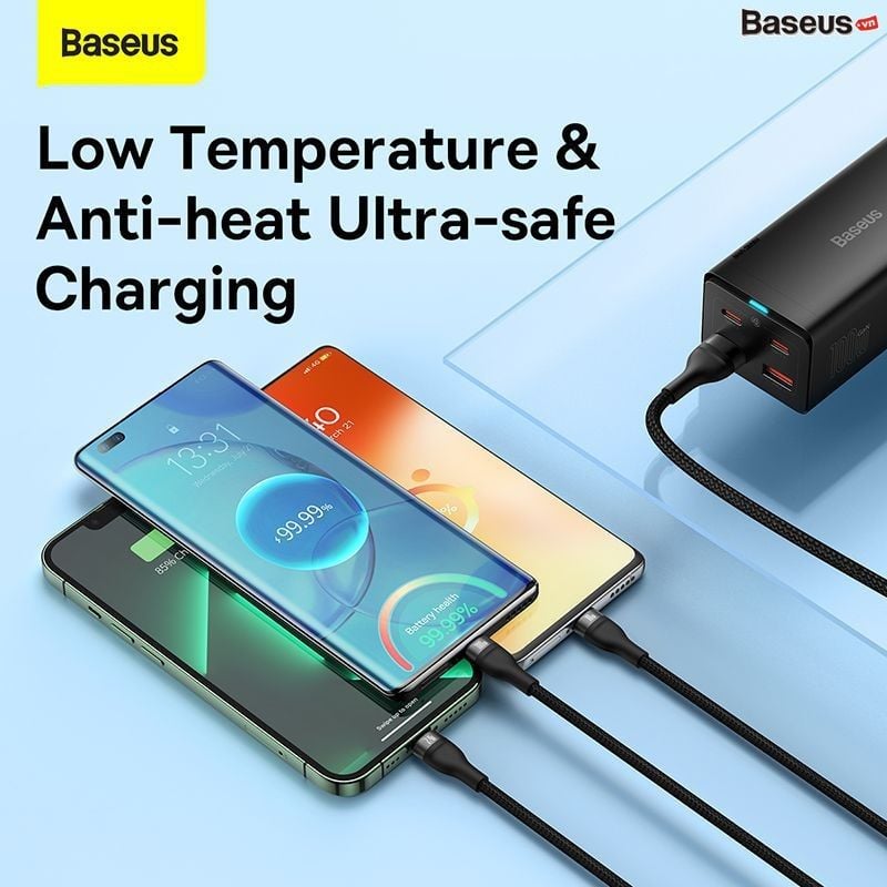 Cáp Sạc 3 Đầu Công Suất Cao Baseus Flash Series Ⅱ One-for-three Fast Charging Data Cable (USB to M+L+C 100W 1.2m)