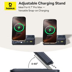Bộ Sạc Để Bàn 3C+U Baseus NOMOS 5-in-1 140W (Qi2 Wireless Charging, Retractable Cable, Digital Display)