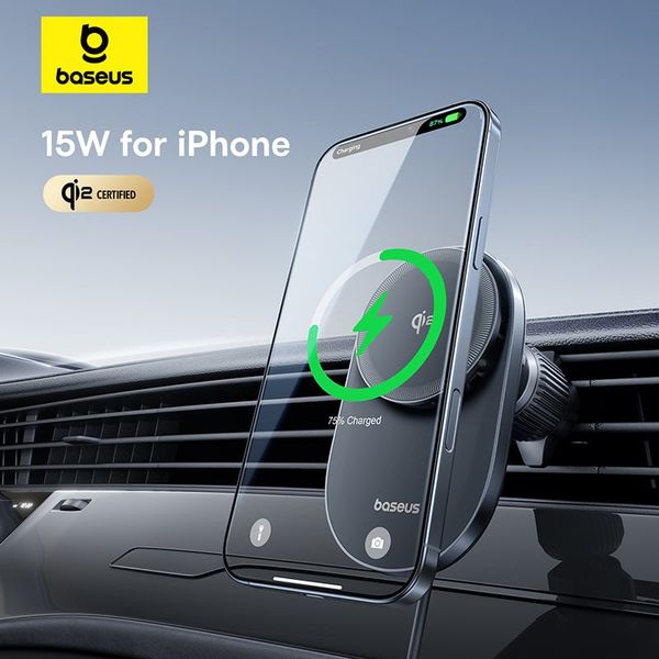 Giá Đỡ Điện Thoại Từ Tính + Sạc Không Dây Baseus PrimeTrip VC1 Pro (Qi2, 15W Wireless Charging, Gắn Trên Cửa Gió)