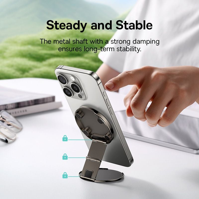 Giá Đỡ Điện Thoại Từ Tính Để Bàn Baseus PrimeTrip VX1 (Gập 3 Trục, Góc Nhìn 360°)