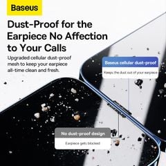 Kính cường lực Baseus Nano Crystal iPhone 14 – Full viền, 8K, chống bụi loa, bộ 2 cái + khung dán hỗ trợ