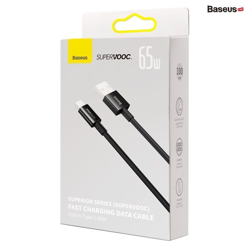 Cáp Sạc Siêu Nhanh Baseus Superior Series (SUPERVOOC) Fast Charging Data Cable USB to Type-C 65W Cho OPPO Huawei Vivo Meizu