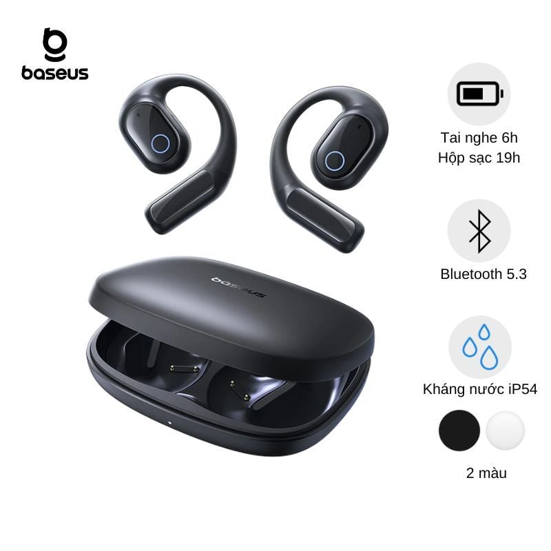Tai Nghe Bluetooth TWS Baseus Eli 10i Fit (Bluetooth v5.4, 12H, IP54, Open-Ear, Bass Enhancement)