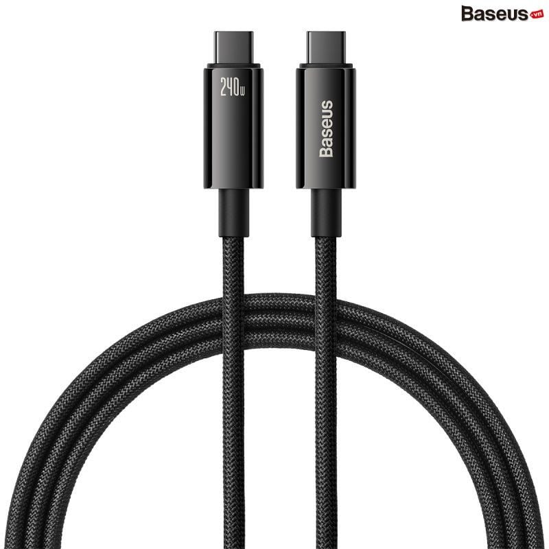 Cáp sạc nhanh Baseus Tungsten Gold 240W – Type-C to Type-C, PD 5A, cho MacBook, Samsung S23, Xiaomi, iPad, Huawei