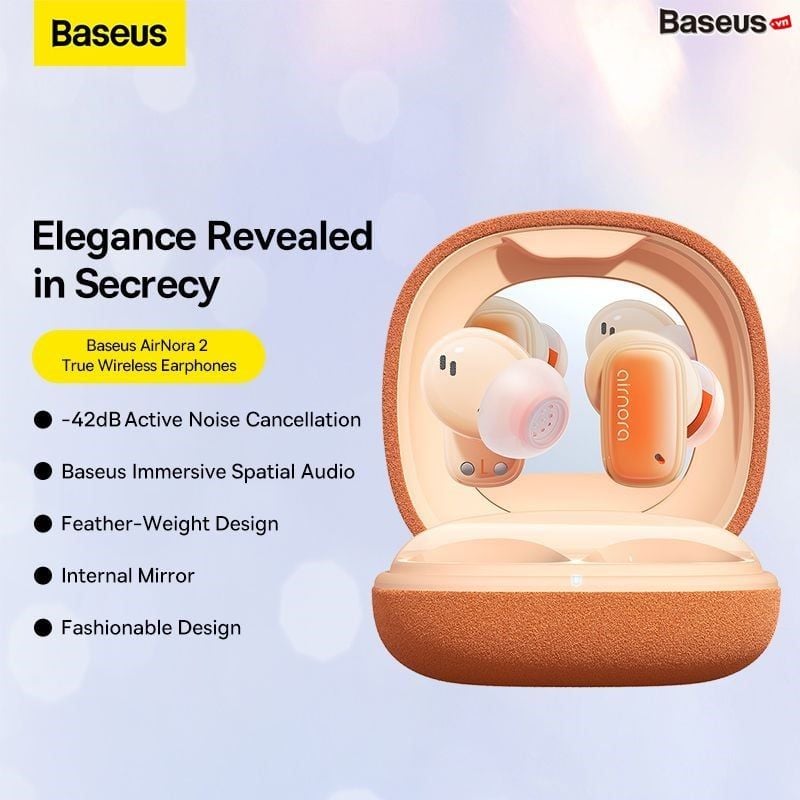 Tai Nghe Bluetooth Baseus AirNora 2 True Wireless Earphones Hybrid ANC Nhỏ Gọn Thời Trang (Bluetooth V5.3, 30h sử dụng, APP Control)