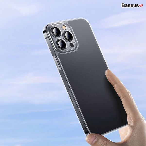 Ốp lưng Baseus Frosted Glass iPhone 13 – Cường lực nhám, viền dẻo chống sốc, kèm kính full & bộ vệ sinh