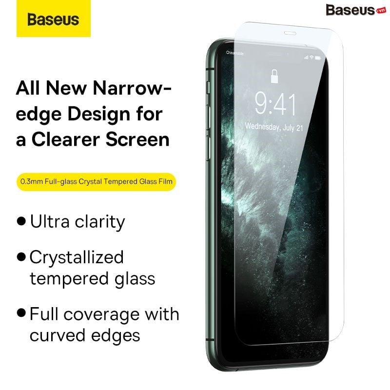 Miếng Dán Cường Lực Siêu Bền Cho IPhone 11 Baseus 0.3mm Full-glass Crystal Tempered Glass Film