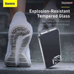 Ốp lưng Baseus Frosted Glass iPhone 13 – Cường lực nhám, viền dẻo chống sốc, kèm kính full & bộ vệ sinh