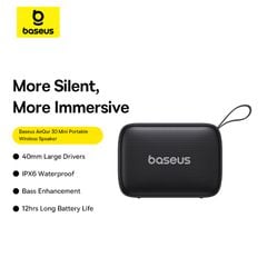 Loa Di Động Không Dây Baseus AeQur 30 Mini (5W, Bluetooth v5.3, 12Hrs, IPX6, Bass Enhancement)