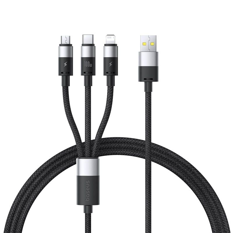 Cáp Sạc Đa Năng Baseus StarSpeed 1-for-3 USB-A to Type-C Lightning Micro 100W/2.4A/18W (1.5m)