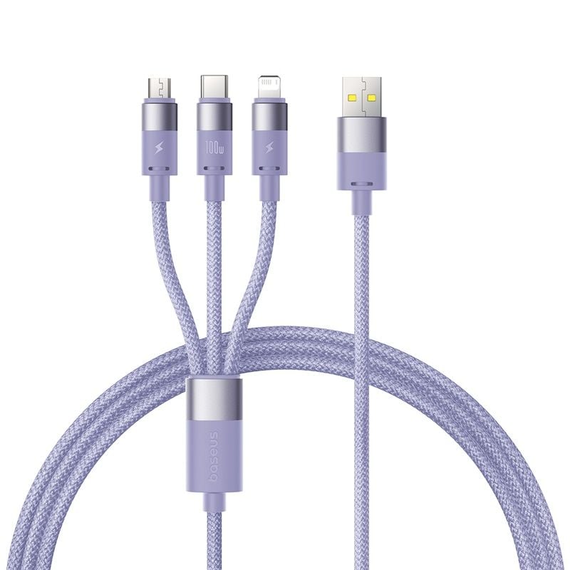 Cáp Sạc Đa Năng Baseus StarSpeed 1-for-3 USB-A to Type-C Lightning Micro 100W/2.4A/18W (1.5m)