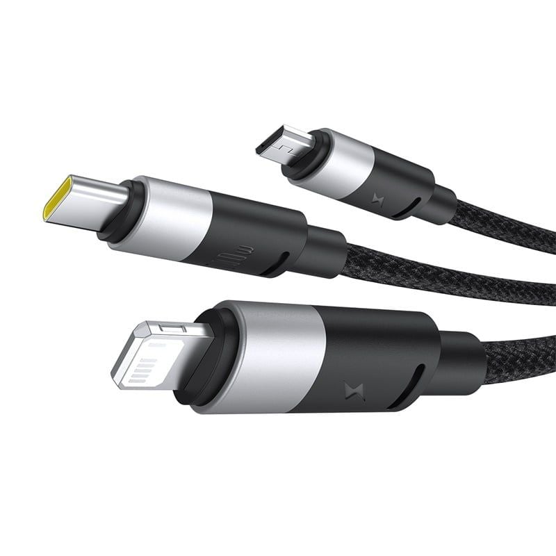 Cáp Sạc Đa Năng Baseus StarSpeed 1-for-3 USB-A to Type-C Lightning Micro 100W/2.4A/18W (1.5m)