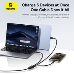 Cáp Sạc Nhanh Đa Năng 1 for 3 Baseus Flash Series 3 100W (Type-C to 3*Type-C, 1.5m, 480Mbps)
