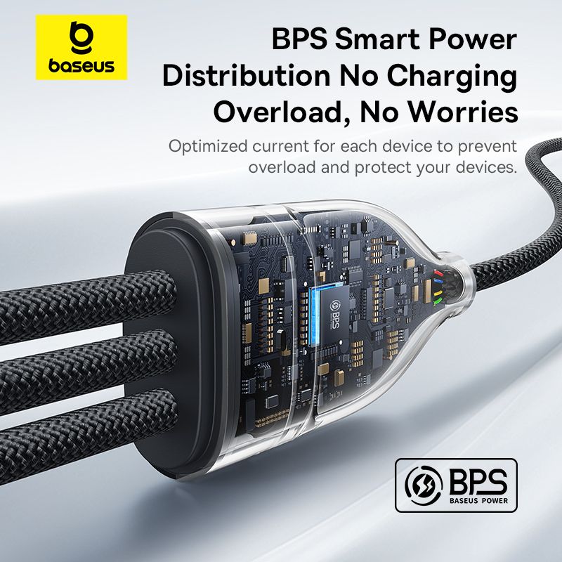 Cáp Sạc Nhanh Đa Năng 1 for 3 Baseus Flash Series 3 100W (Type-C to 3*Type-C, 1.5m, 480Mbps)