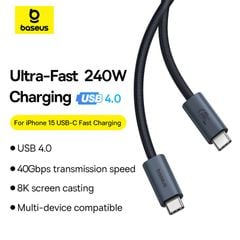 Cáp C to C xuất Video Baseus Flash Series 2 USB4 Full Featured Data Cable 40Gbps 240W 8K/60Hz