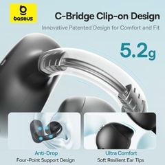 Tai nghe Bluetooth TWS Baseus Bowie MC1 OL Open-Ear (Bluetooth v5.4, 9H, Al Bass-Enhancement Algorithm & Full Sound Clarity, IP57, 0.8 mm Large Amplitude, AI ENC, Anti-Drop, 3-Magnet Driver Design, Customizable APP Control)
