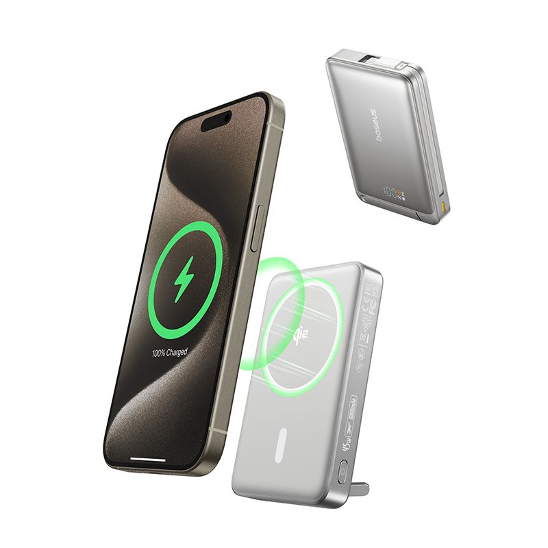 Pin Sạc Không Dây Baseus Nomos Qi2 Kickstand 10000mAh 45W (with Built-in USB-C Cable)