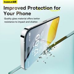 Kính Cường Lực Baseus Sapphire Series HD Tempered-Glass Screen Protector (with Built-in Dust Filter) for iP 15/16