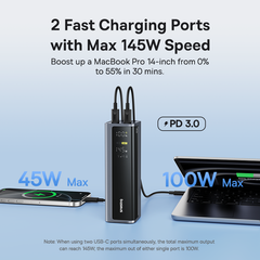 Pin Dự Phòng 2C+2A Baseus EnerGeek GP12 20800mAh 145W (with Digital Display, Bao gồm C to C Cable 1M 100W)