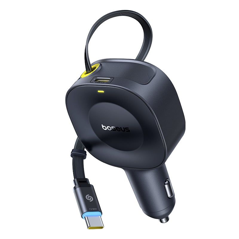 Tẩu Sạc Cho Ô Tô Baseus PrimeTrip VR2 30W (with 31.5-Inch Retractable Cable C+Type-C Port, Uninterrupted & Ultra-Safe Charging, 360° Rotation)