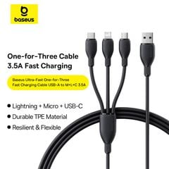 Cáp Sạc Nhanh Đa Năng Baseus New Pudding Series USB to M+L+C 3.5A (1.3m, 480Mbps)